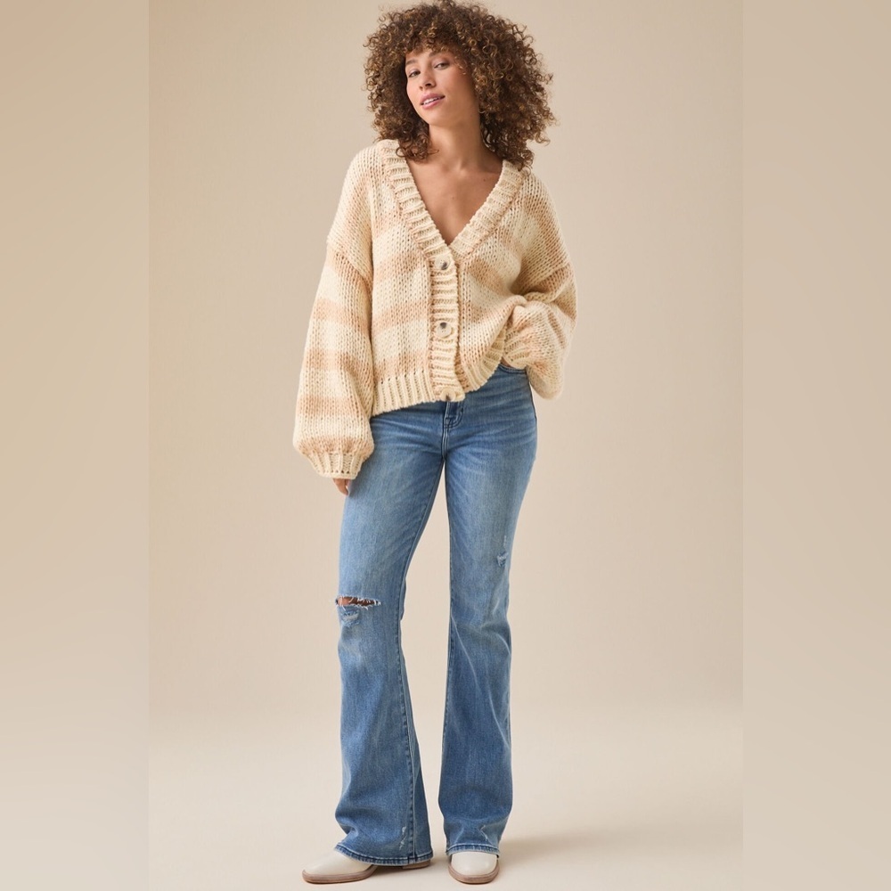 Altar’d State Yasmin Striped Chunky Knit Cardigan